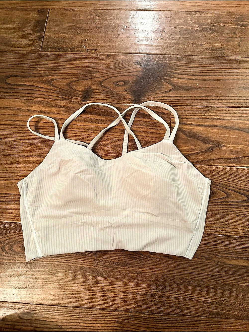 Lululemon Like a Cloud Strappy Longline Ribbed Bra Cream